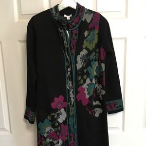 J Jill Trailing Flowers Sweater Jacket Coat Sz XS